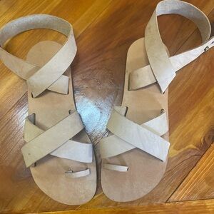 Elegant Beige Cross-Strap Sandals